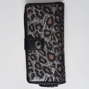 Coach Black and Gray Leopard Print Wallet